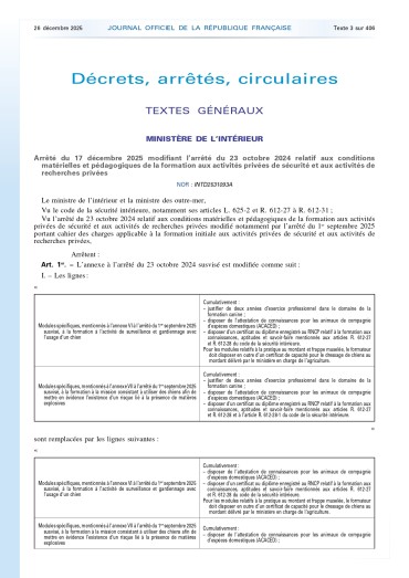 Arrêté du 17 décembre 2025